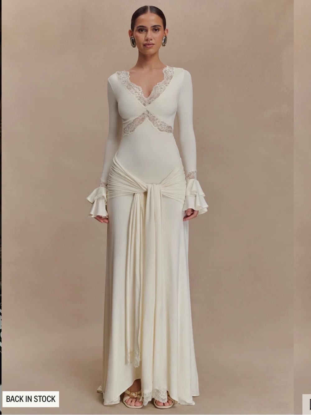 Meshki Electra
Slinky Lace Maxi Dress Ivory